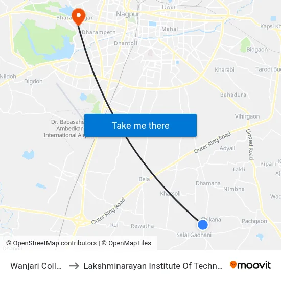 Wanjari College to Lakshminarayan Institute Of Technology map