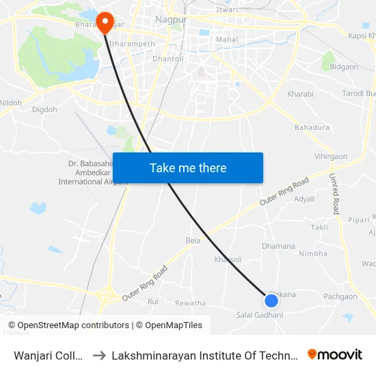 Wanjari College to Lakshminarayan Institute Of Technology map