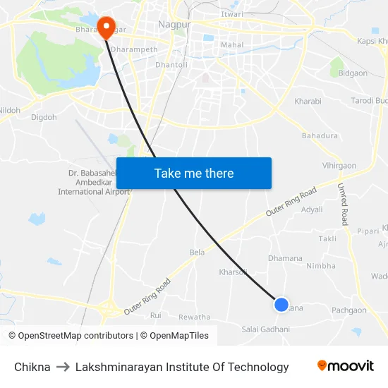 Chikna to Lakshminarayan Institute Of Technology map