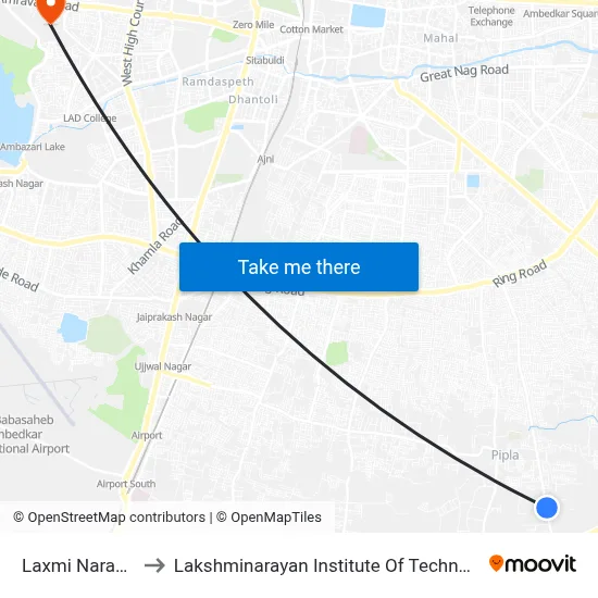 Laxmi Narayan to Lakshminarayan Institute Of Technology map