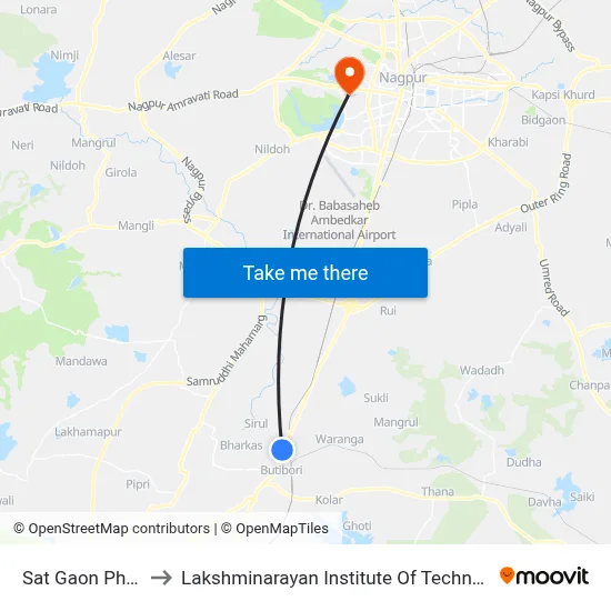 Sat Gaon Phata to Lakshminarayan Institute Of Technology map