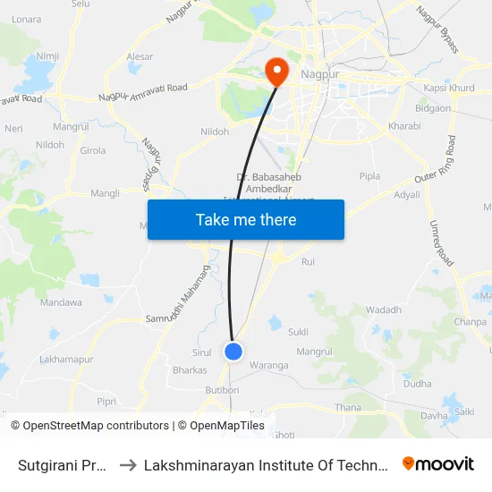 Sutgirani Press to Lakshminarayan Institute Of Technology map