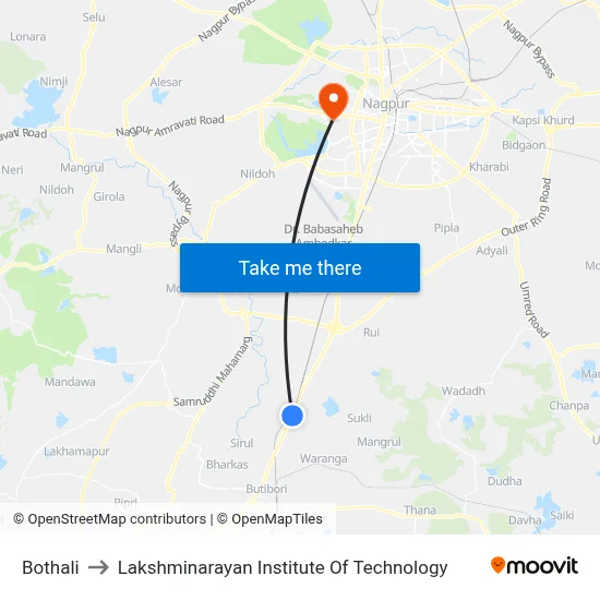 Bothali to Lakshminarayan Institute Of Technology map