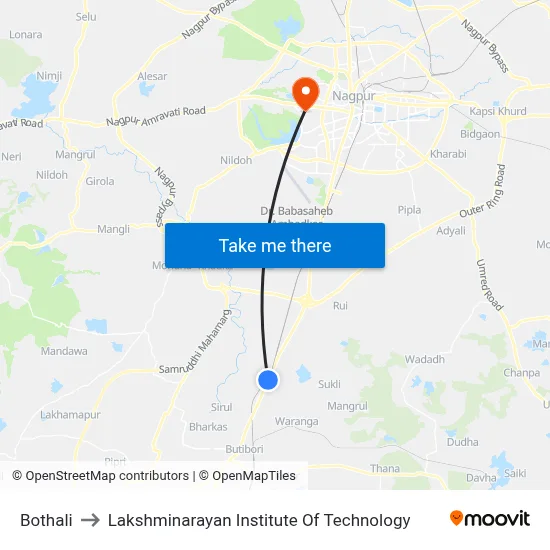 Bothali to Lakshminarayan Institute Of Technology map