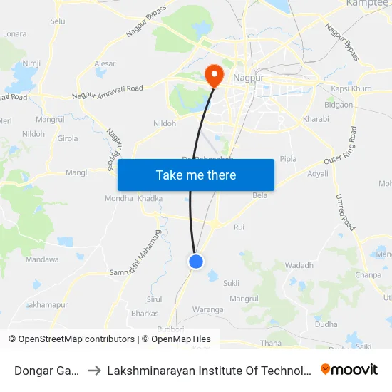 Dongar Gaon to Lakshminarayan Institute Of Technology map