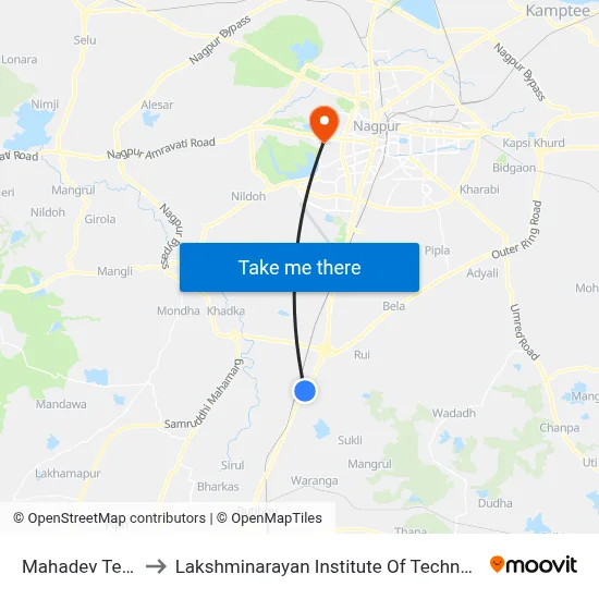 Mahadev Tekdi to Lakshminarayan Institute Of Technology map