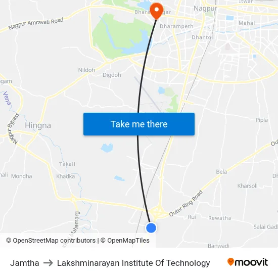 Jamtha to Lakshminarayan Institute Of Technology map