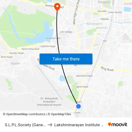 S.L.P.L.Society (Ganesh Mandir) to Lakshminarayan Institute Of Technology map
