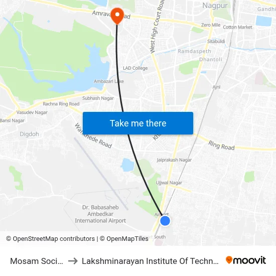 Mosam Society to Lakshminarayan Institute Of Technology map