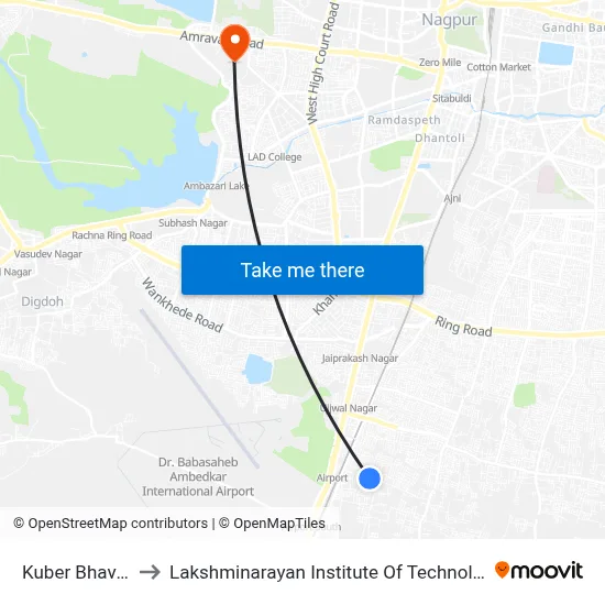 Kuber Bhavan to Lakshminarayan Institute Of Technology map