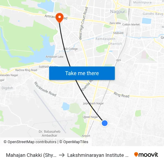 Mahajan Chakki (Shyam Nagar) to Lakshminarayan Institute Of Technology map