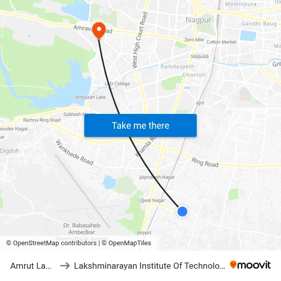 Amrut Lawn to Lakshminarayan Institute Of Technology map