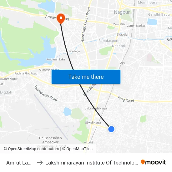 Amrut Lawn to Lakshminarayan Institute Of Technology map