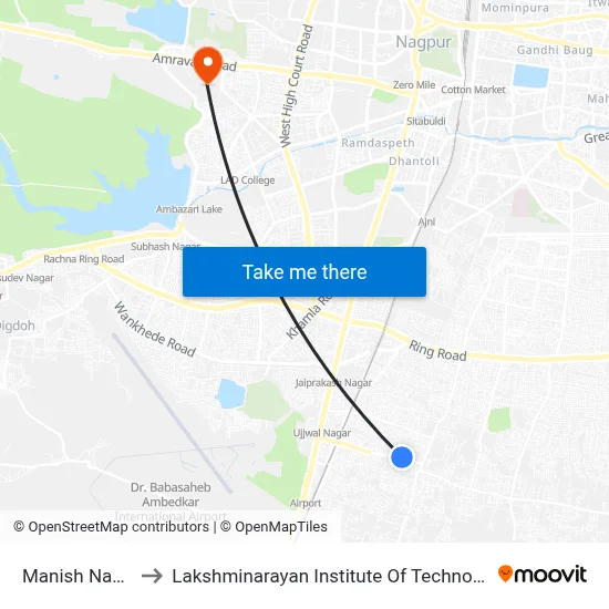 Manish Nagar to Lakshminarayan Institute Of Technology map