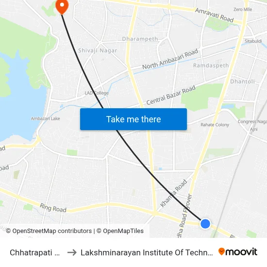 Chhatrapati Hall to Lakshminarayan Institute Of Technology map