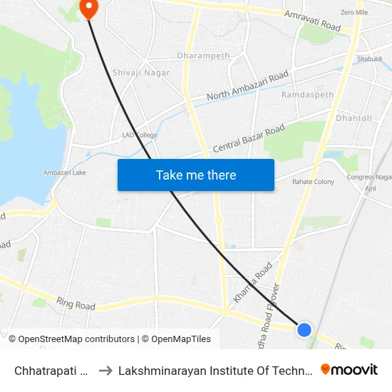 Chhatrapati Hall to Lakshminarayan Institute Of Technology map