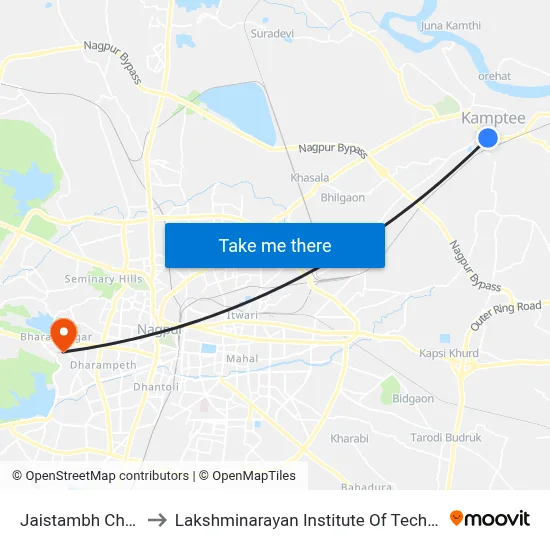 Jaistambh Chowk to Lakshminarayan Institute Of Technology map