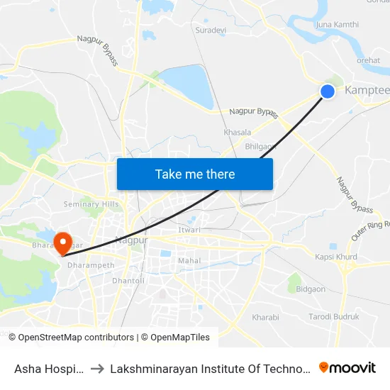 Asha Hospital to Lakshminarayan Institute Of Technology map