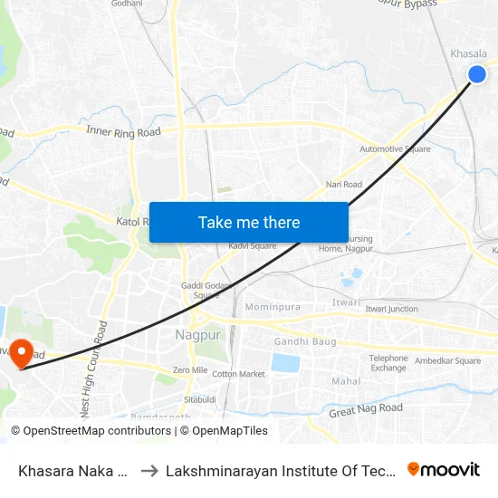 Khasara Naka No. 2 to Lakshminarayan Institute Of Technology map