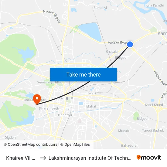 Khairee Village to Lakshminarayan Institute Of Technology map