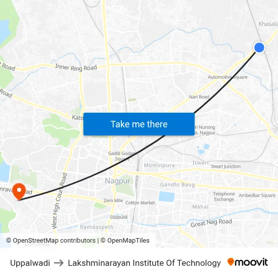Uppalwadi to Lakshminarayan Institute Of Technology map