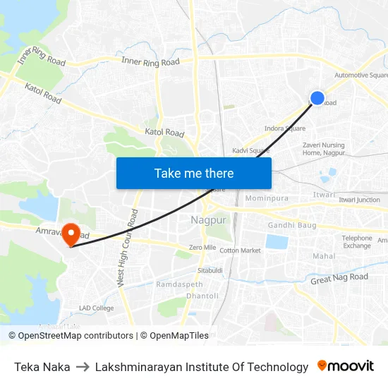 Teka Naka to Lakshminarayan Institute Of Technology map