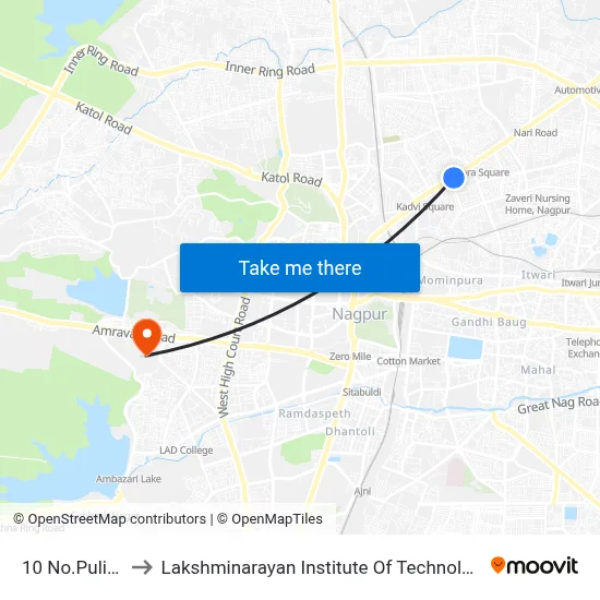 10 No.Puliya to Lakshminarayan Institute Of Technology map