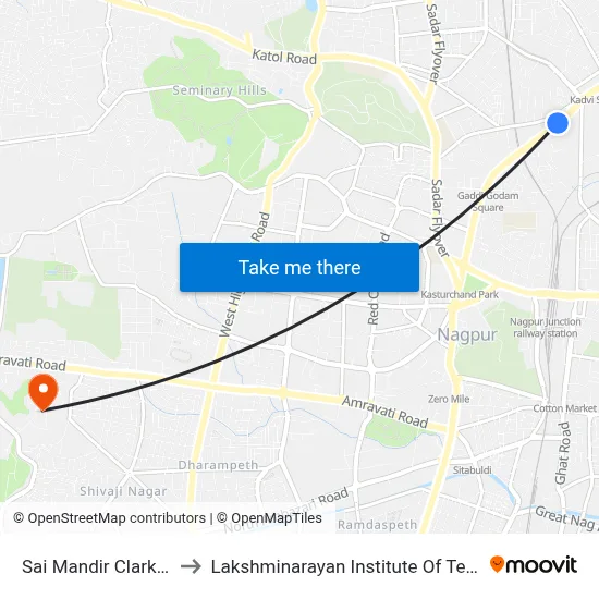 Sai Mandir Clark Town to Lakshminarayan Institute Of Technology map