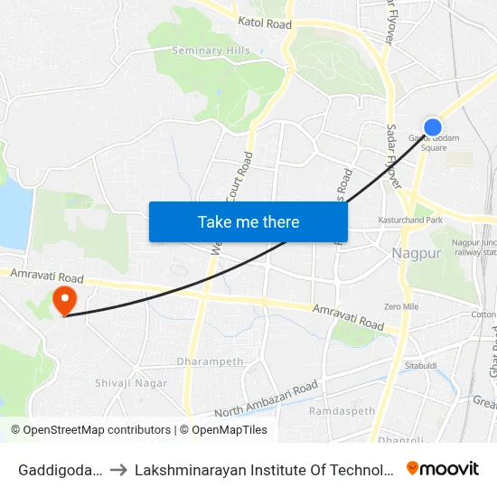 Gaddigodam to Lakshminarayan Institute Of Technology map