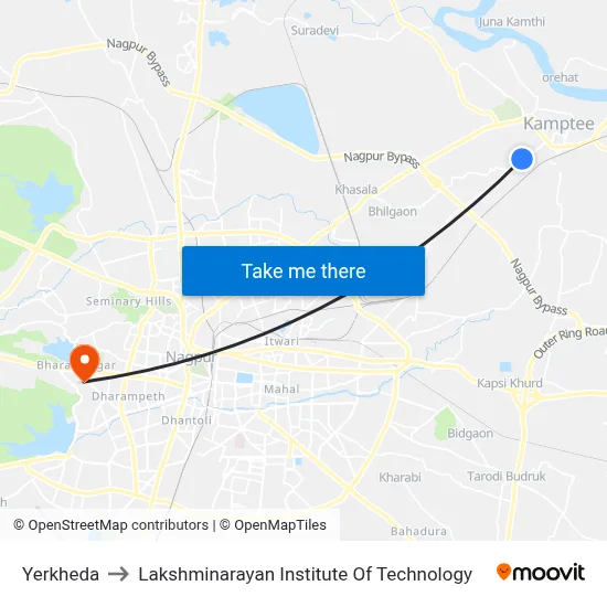 Yerkheda to Lakshminarayan Institute Of Technology map