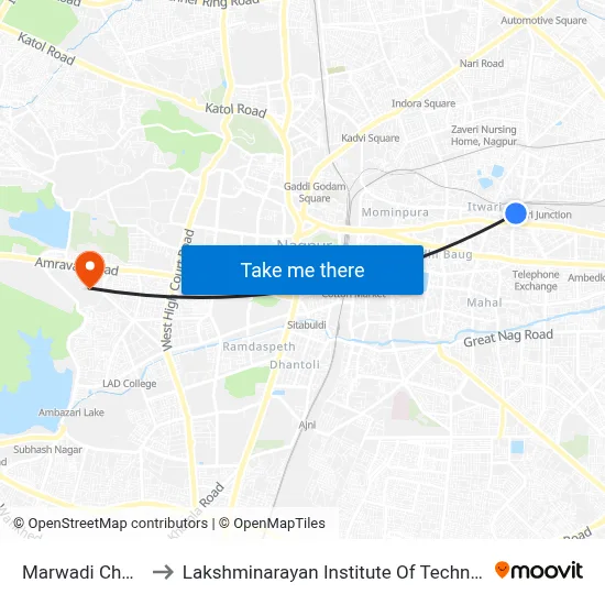 Marwadi Chowk to Lakshminarayan Institute Of Technology map