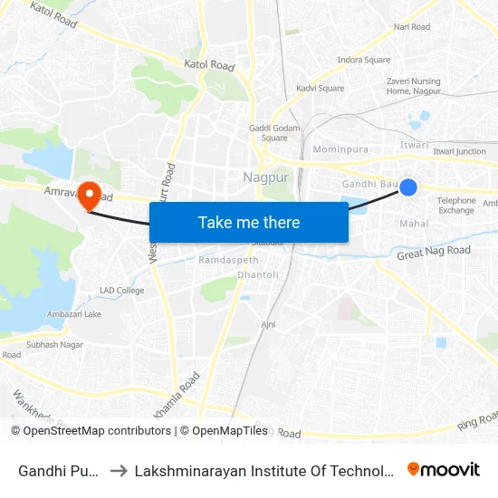 Gandhi Putla to Lakshminarayan Institute Of Technology map