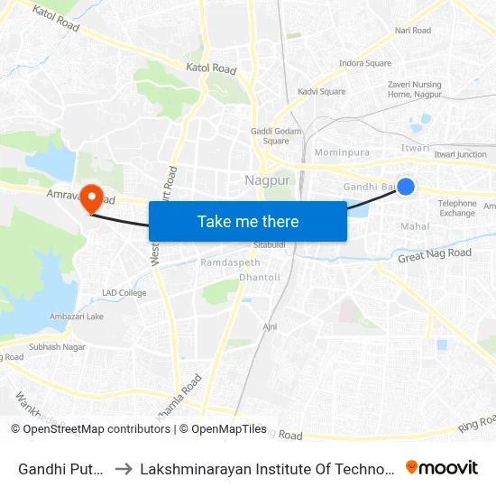 Gandhi Putala to Lakshminarayan Institute Of Technology map