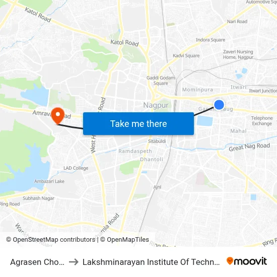 Agrasen Chowk to Lakshminarayan Institute Of Technology map
