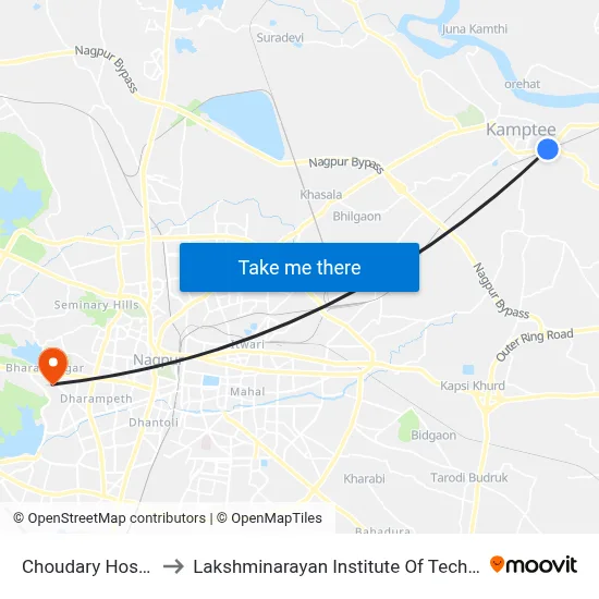 Choudary Hospital to Lakshminarayan Institute Of Technology map