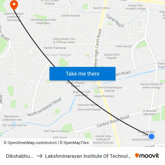 Dikshabhumi to Lakshminarayan Institute Of Technology map