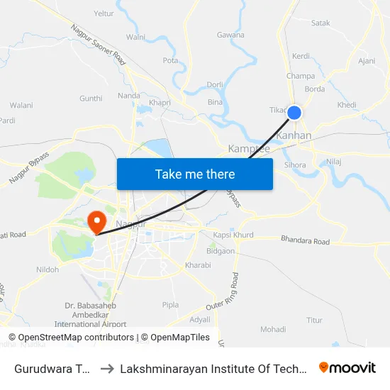 Gurudwara Tekdi to Lakshminarayan Institute Of Technology map