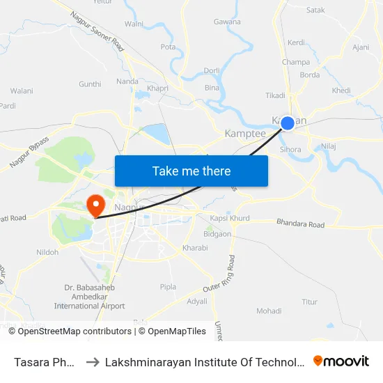 Tasara Phata to Lakshminarayan Institute Of Technology map