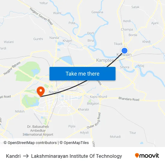 Kandri to Lakshminarayan Institute Of Technology map