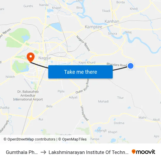 Gumthala Phata to Lakshminarayan Institute Of Technology map