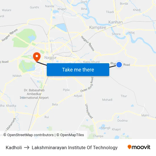 Kadholi to Lakshminarayan Institute Of Technology map