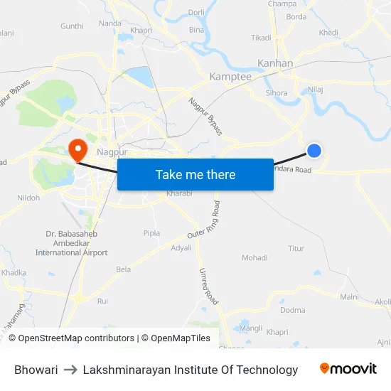 Bhowari to Lakshminarayan Institute Of Technology map
