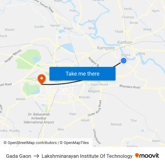 Gada Gaon to Lakshminarayan Institute Of Technology map
