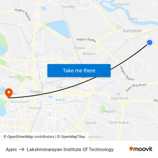 Ajani to Lakshminarayan Institute Of Technology map