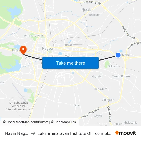 Navin Nagar to Lakshminarayan Institute Of Technology map