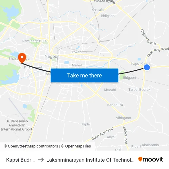 Kapsi Budruk to Lakshminarayan Institute Of Technology map