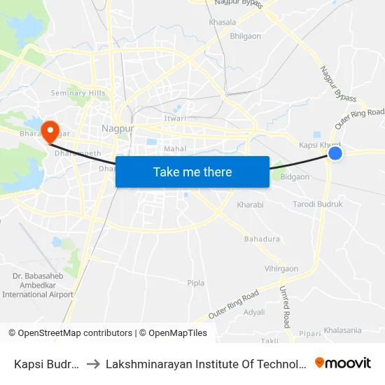 Kapsi Budruk to Lakshminarayan Institute Of Technology map