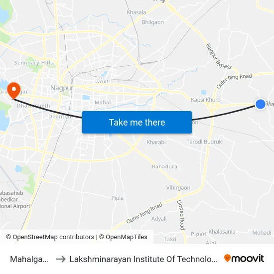 Mahalgaon to Lakshminarayan Institute Of Technology map