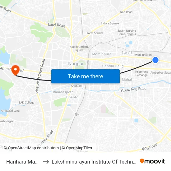 Harihara Mandir to Lakshminarayan Institute Of Technology map