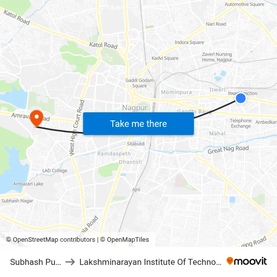 Subhash Putla to Lakshminarayan Institute Of Technology map